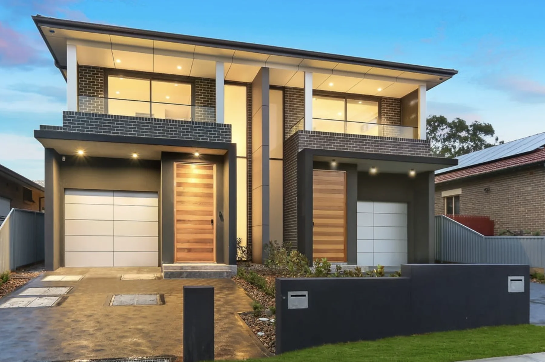 Completed duplex development in North Strathfield
